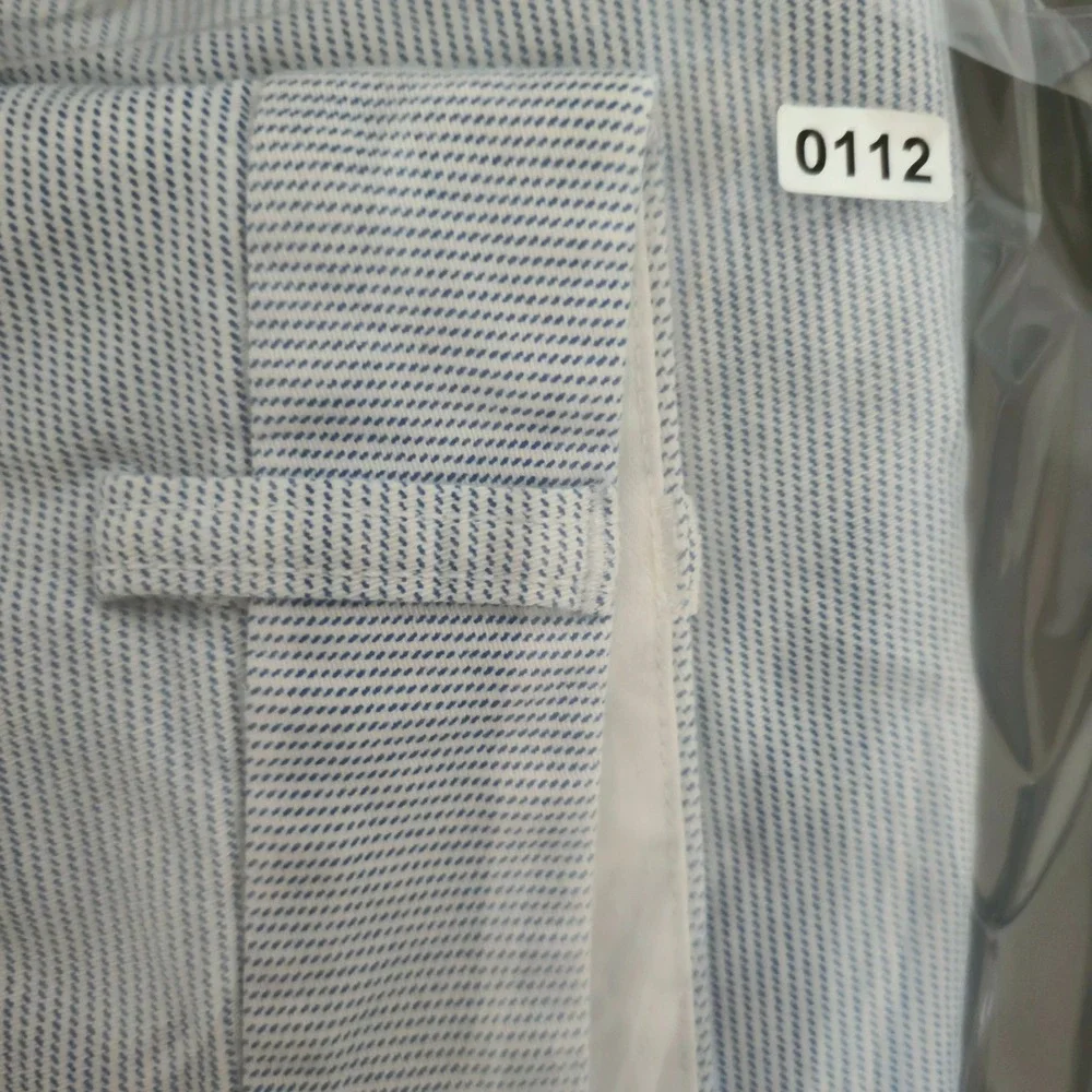 Old Navy Ultimate Slim Chino Shorts Mens 40 Blue White Micro Stripe Cotton